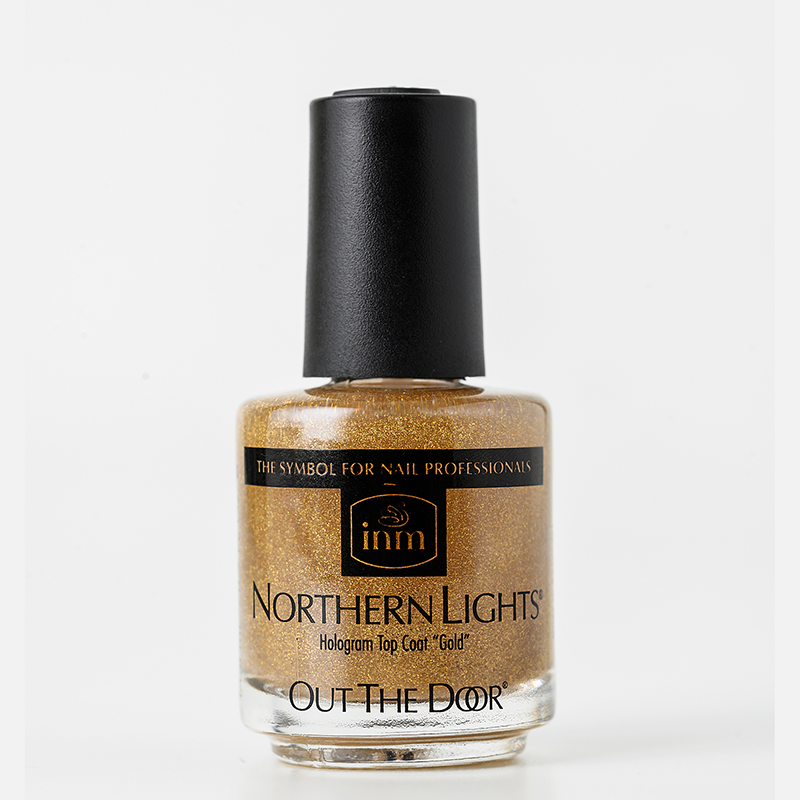INM Сушка-закрепитель лака голографическая, золото / Northern Lights Gold 15 мл, фото 3