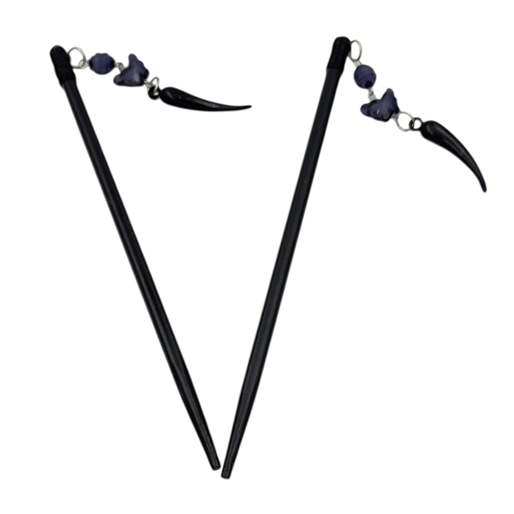 IWOU PROFESSIONAL Шпильки деревянные для волос черные 2шт, фото 1