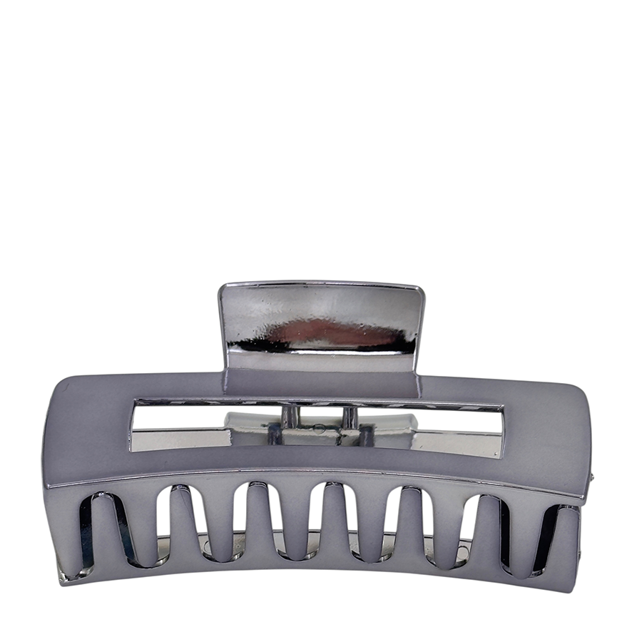 IWOU PROFESSIONAL Краб для волос Зеркальный прямоугольник темное серебро 10,5см, фото 2