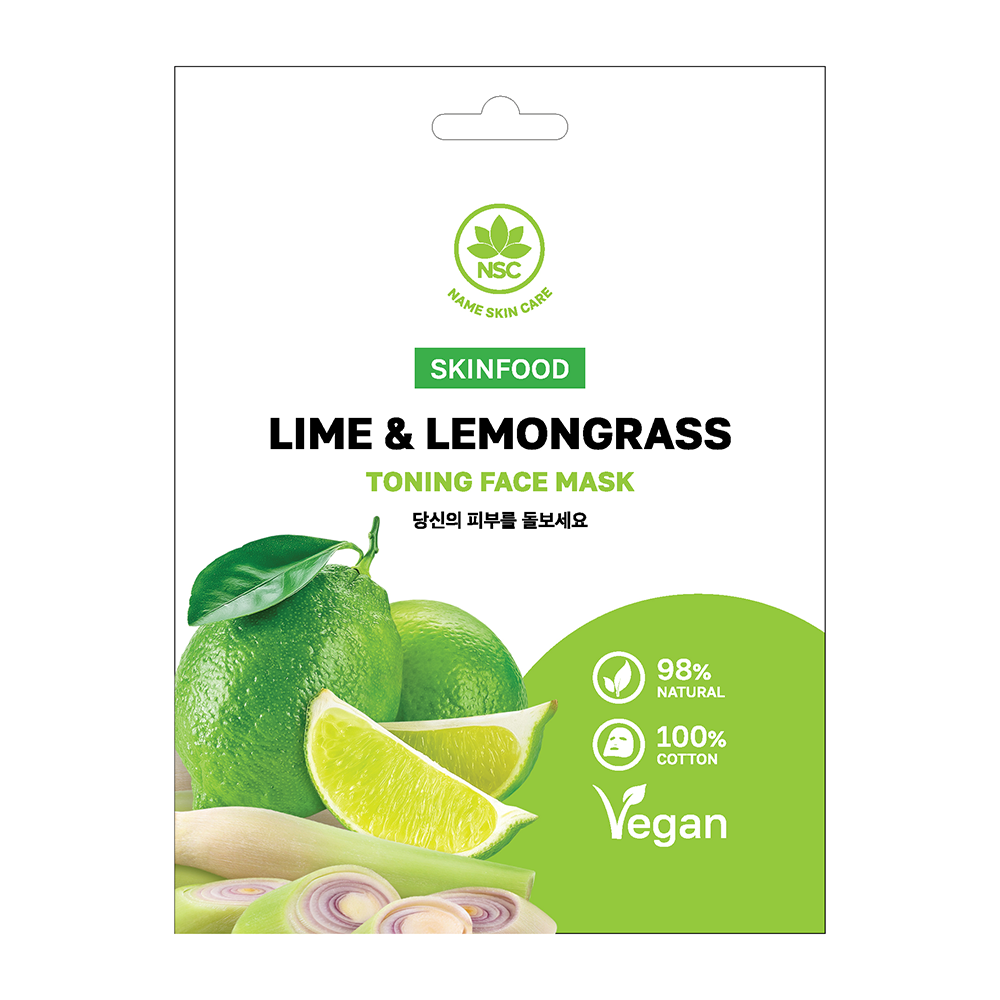 NAME SKIN CARE Маска тканевая для лица лайм и лемонграсс / Skinfood NSC 22 гр, фото 1