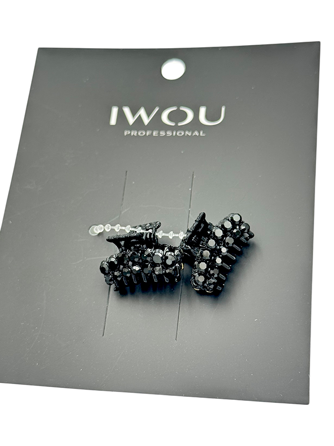 IWOU PROFESSIONAL Набор крабов для волос мини Стразы в черном 2шт, фото 2