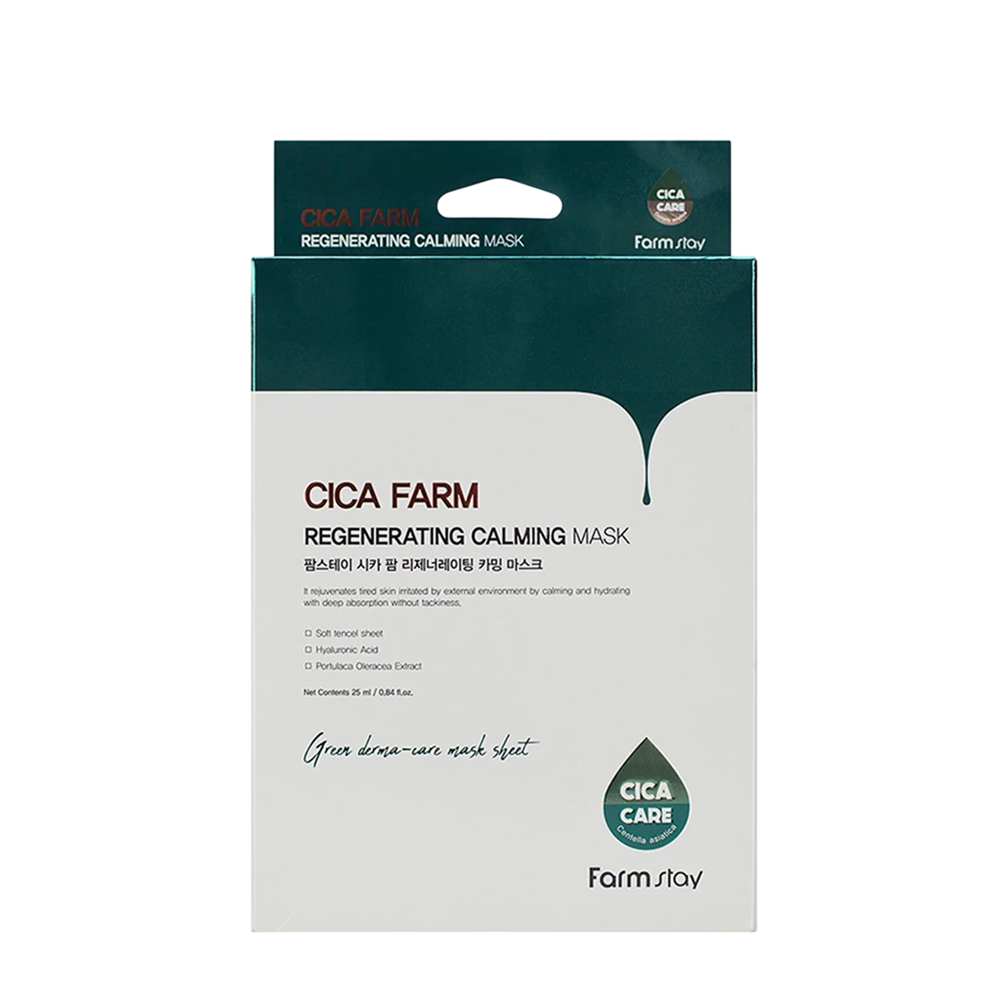 FARMSTAY Маска тканевая для лица с центеллой / Cica Farm Regenerating Calming Mask 10*25 мл, фото 1