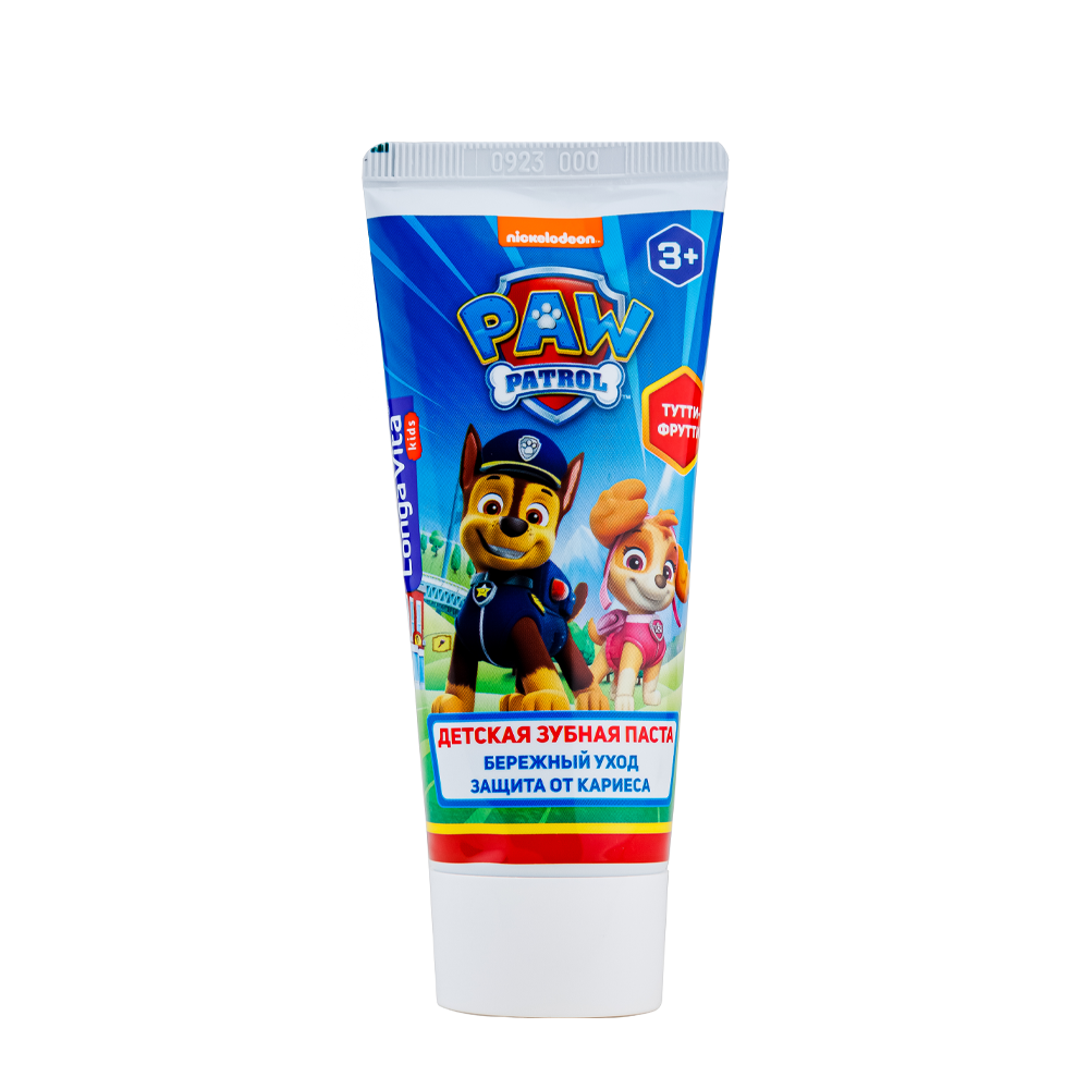 LONGA VITA Паста зубная детская профилактическая от 3-х лет Тутти-Фрутти / Longa Vita Paw Patrol Biotech 75 гр, фото 1
