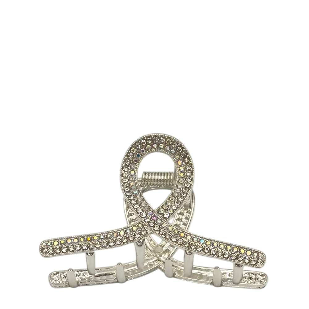 IWOU PROFESSIONAL Краб для волос Элегантная петля серебро со стразами 6*4см 1шт, фото 1