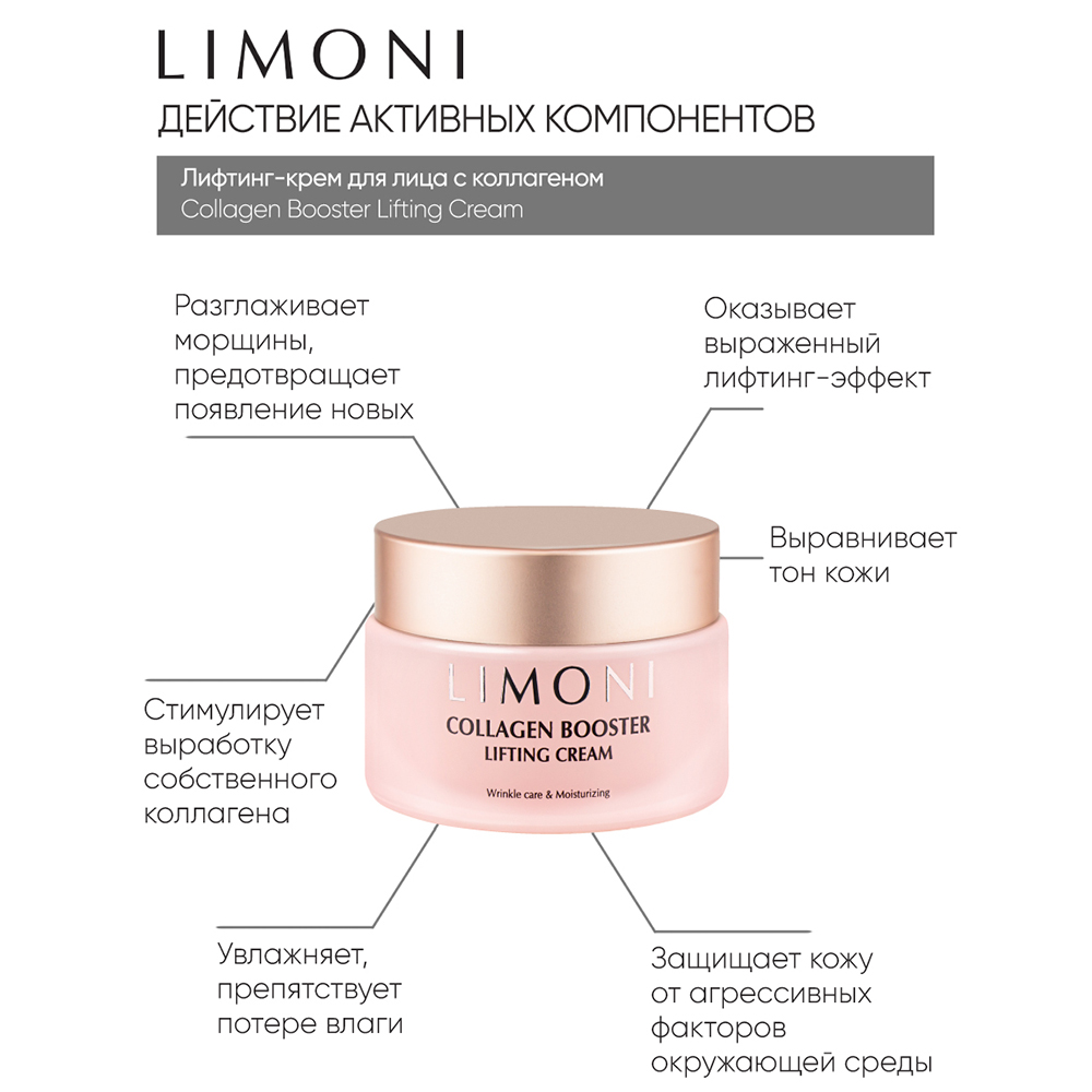 LIMONI Крем-лифтинг с коллагеном для лица / СOLLAGEN BOOSTER LIFTING CREAM 50 мл, фото 4