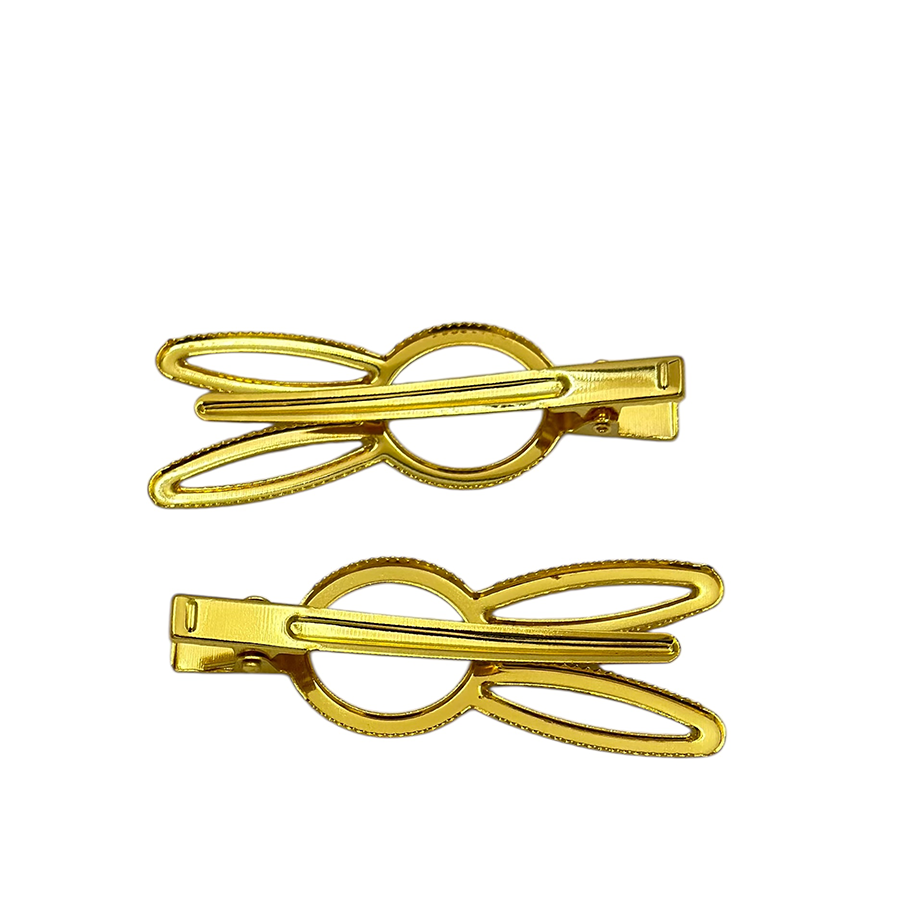 IWOU PROFESSIONAL Зажим для волос Зайчик металл золото 2шт, фото 3