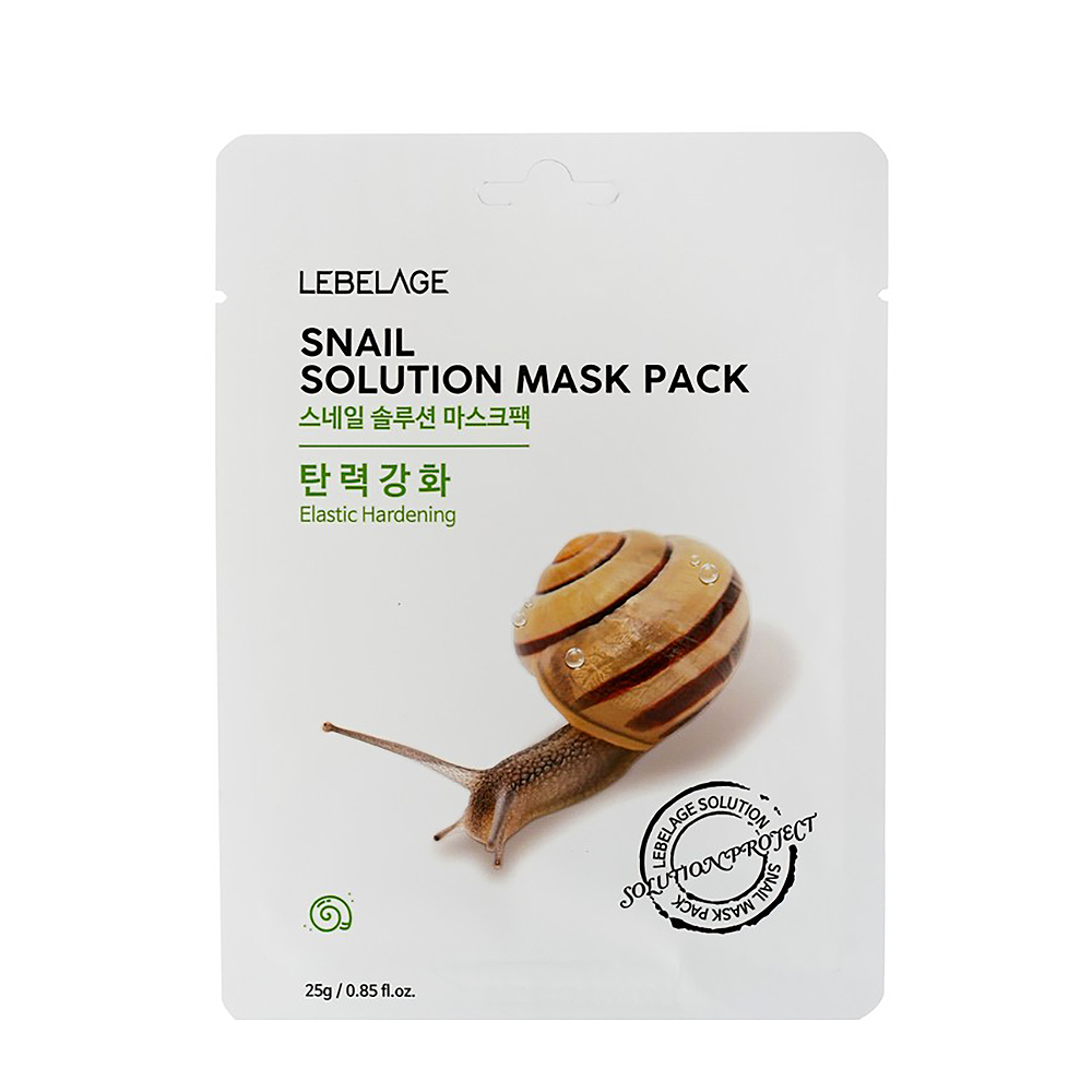 LEBELAGE Маска тканевая для лица Муцин улитки / Lebelage Snail Solution Mask Pack 25 гр, фото 1
