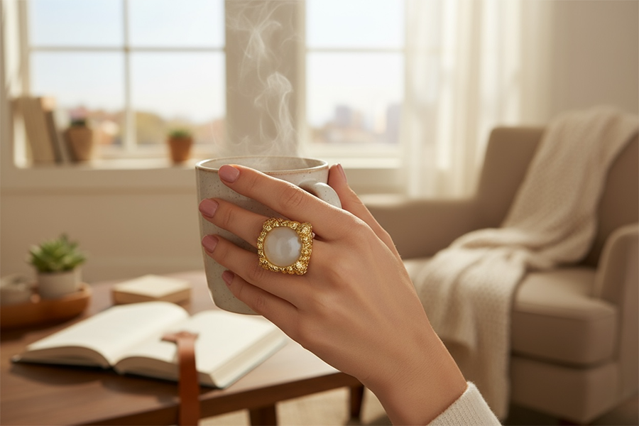 IWOU PROFESSIONAL Кольцо Королева в белом /золото, фото 4