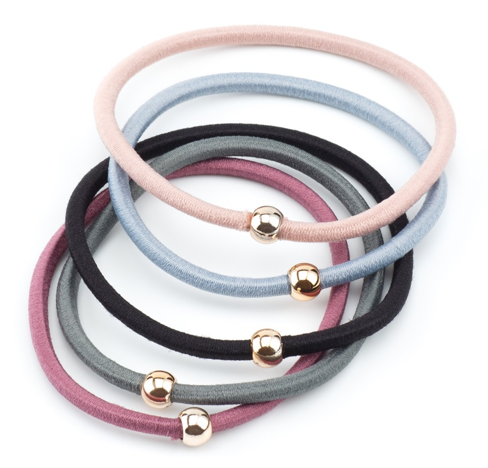 DEWAL BEAUTY Резинки для волос цветные, с бусинками 5 шт, фото 1