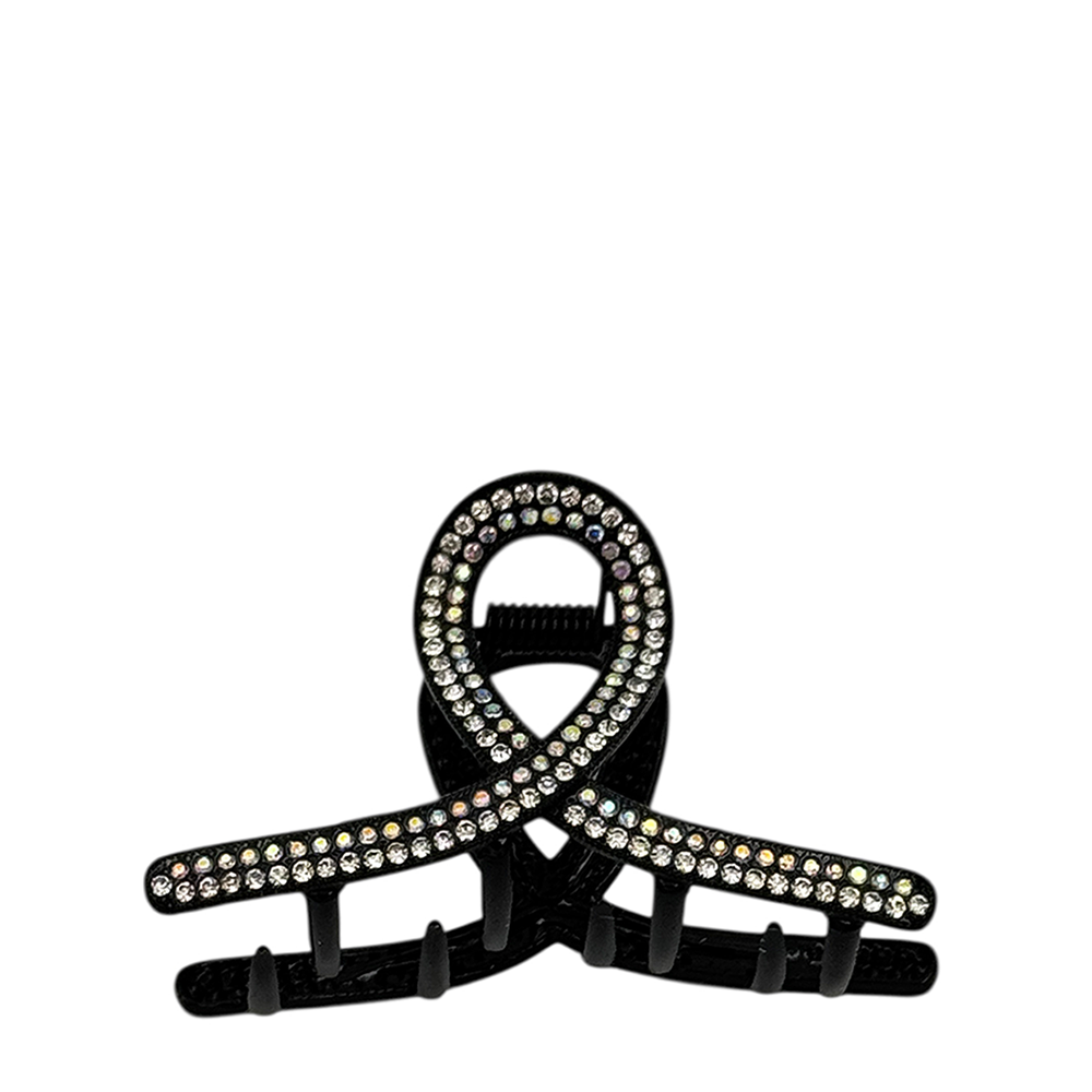 IWOU PROFESSIONAL Краб для волос Элегантная петля черный со стразами 6*4см 1шт, фото 1