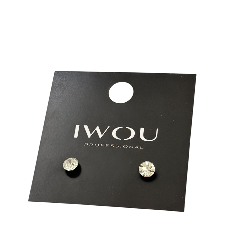 IWOU PROFESSIONAL Серьги гвоздики IWOU белый кристалл 7мм, фото 2