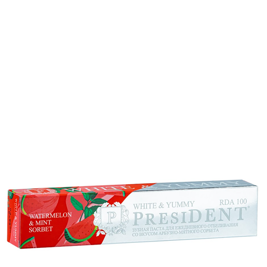 PRESIDENT Паста зубная Арбузно-мятный сорбет / PRESIDENT White & Yummy 75 гр, фото 2