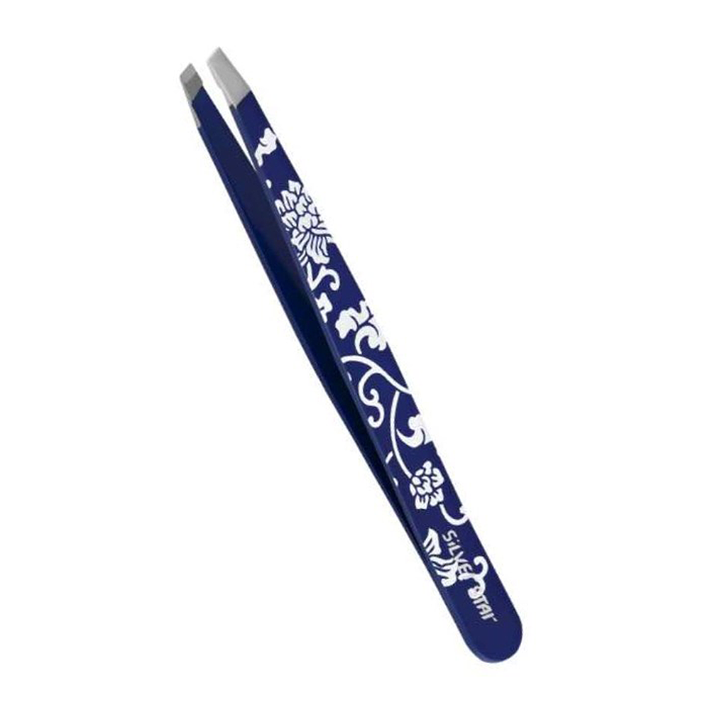 SILVER STAR Пинцет косой цветной, синий с белым / CLASSIC, фото 1