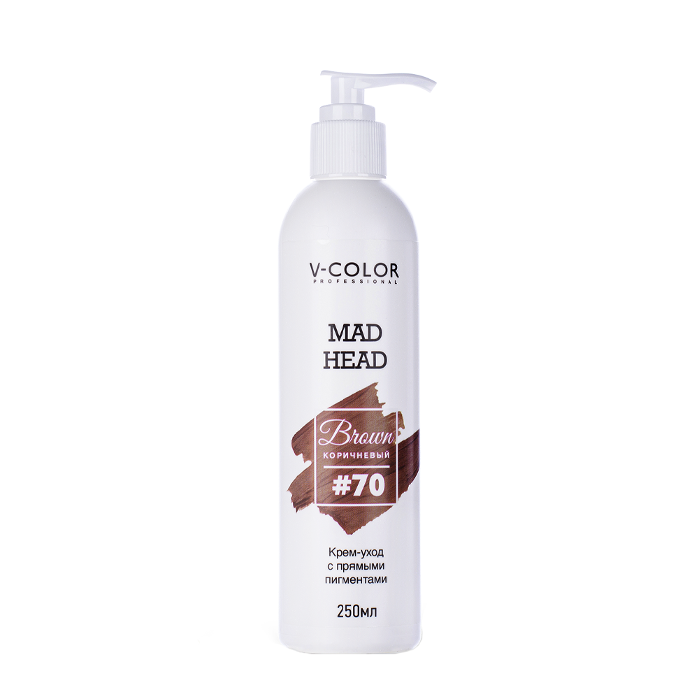 V-COLOR PROFESSIONAL Крем-уход с прямыми пигментами, #70 коричневый / MAD HEAD BROWN 250 мл, фото 1