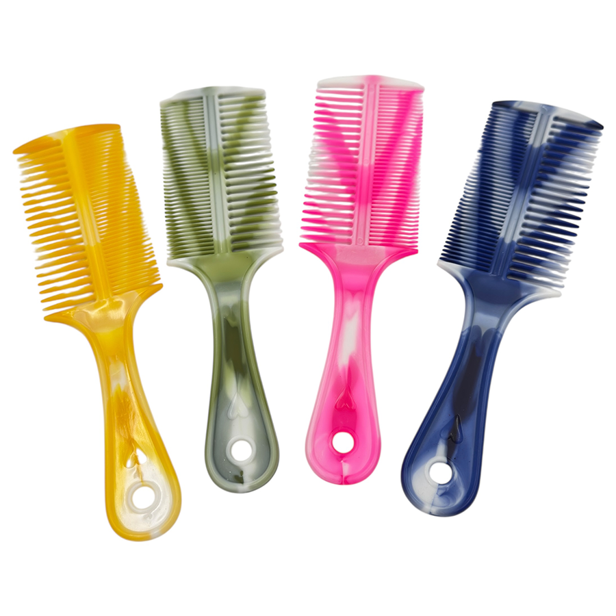 IWOU PROFESSIONAL Расческа двойная с ручкой бело-синяя 20см, фото 3