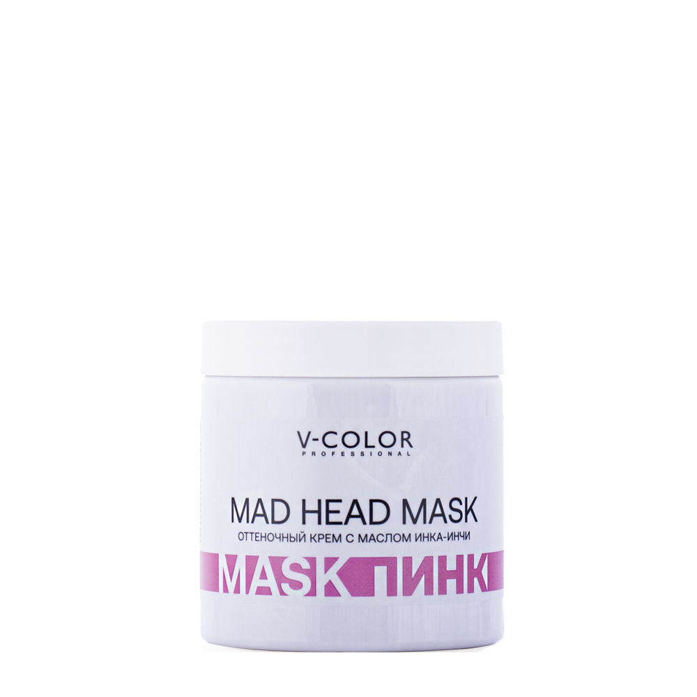 V-COLOR PROFESSIONAL Крем-маска оттеночная с маслом Инка-Инчи, пинк / MAD HEAD MASK 500 мл, фото 1