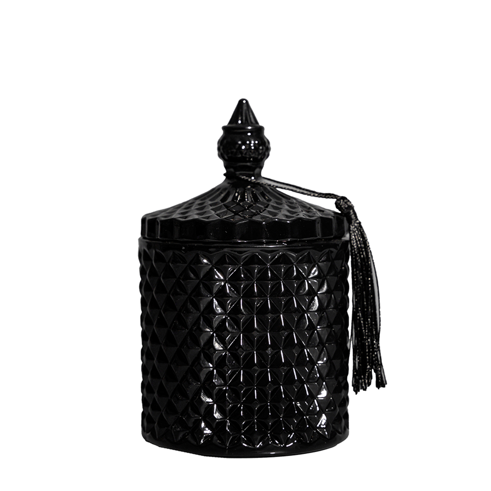 CASA BUONA Свеча пафюмерная в стеклянном стакане, черная ажурная, табак и ваниль / Tabacco e Vaniglia 200 гр, фото 1