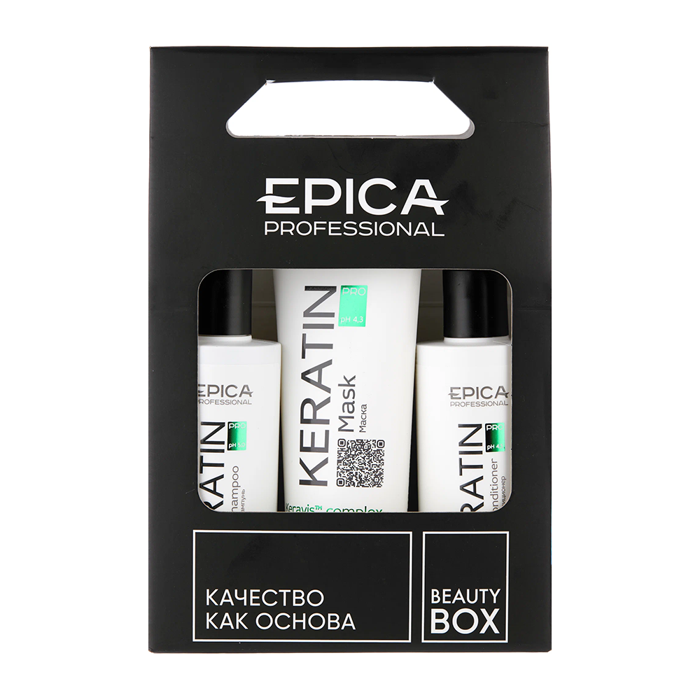 EPICA PROFESSIONAL Набор для реконструкции волос (шампунь 250 мл + кондиционер 250 мл + маска 250 мл) Keratin Pro, фото 1