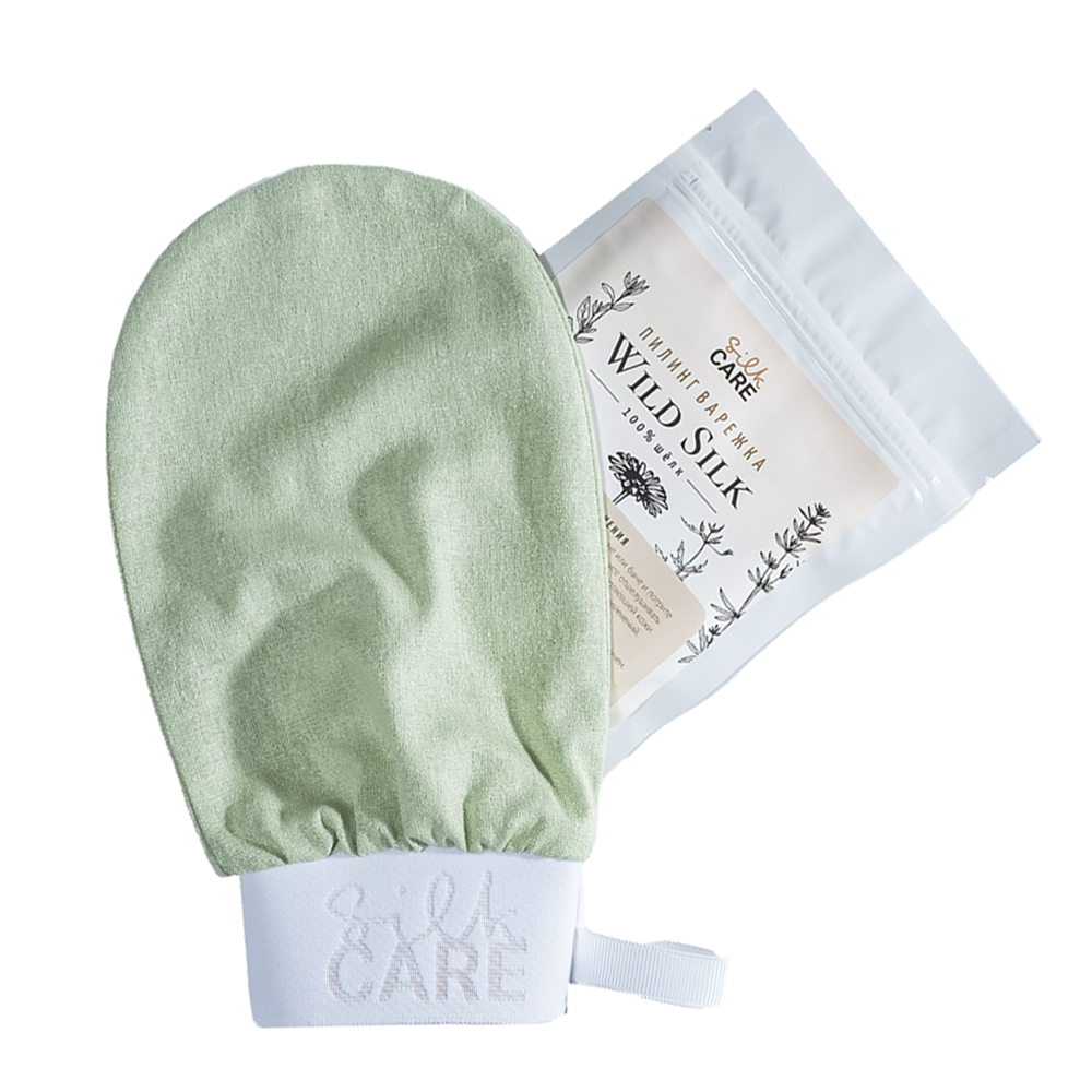 SILK CARE Варежка шелковая для пилинга лайм дойпак / Silk Care Wild Silk, фото 1