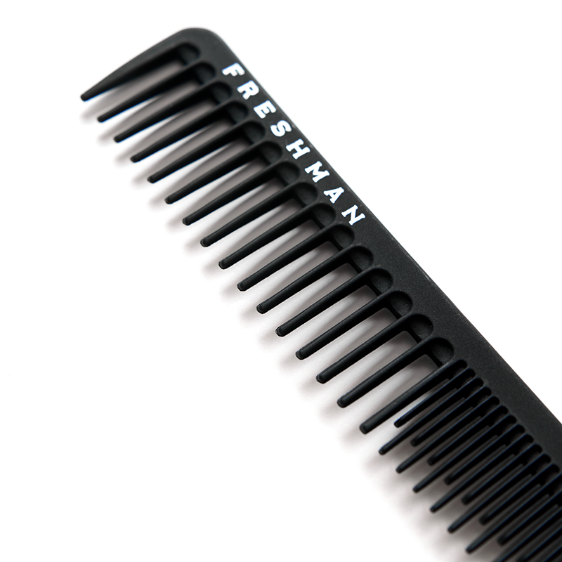 FRESHMAN Расческа-гребень комбинированная для моделирования и стрижки с разноуровневыми зубьями / Collection Carbon, фото 2