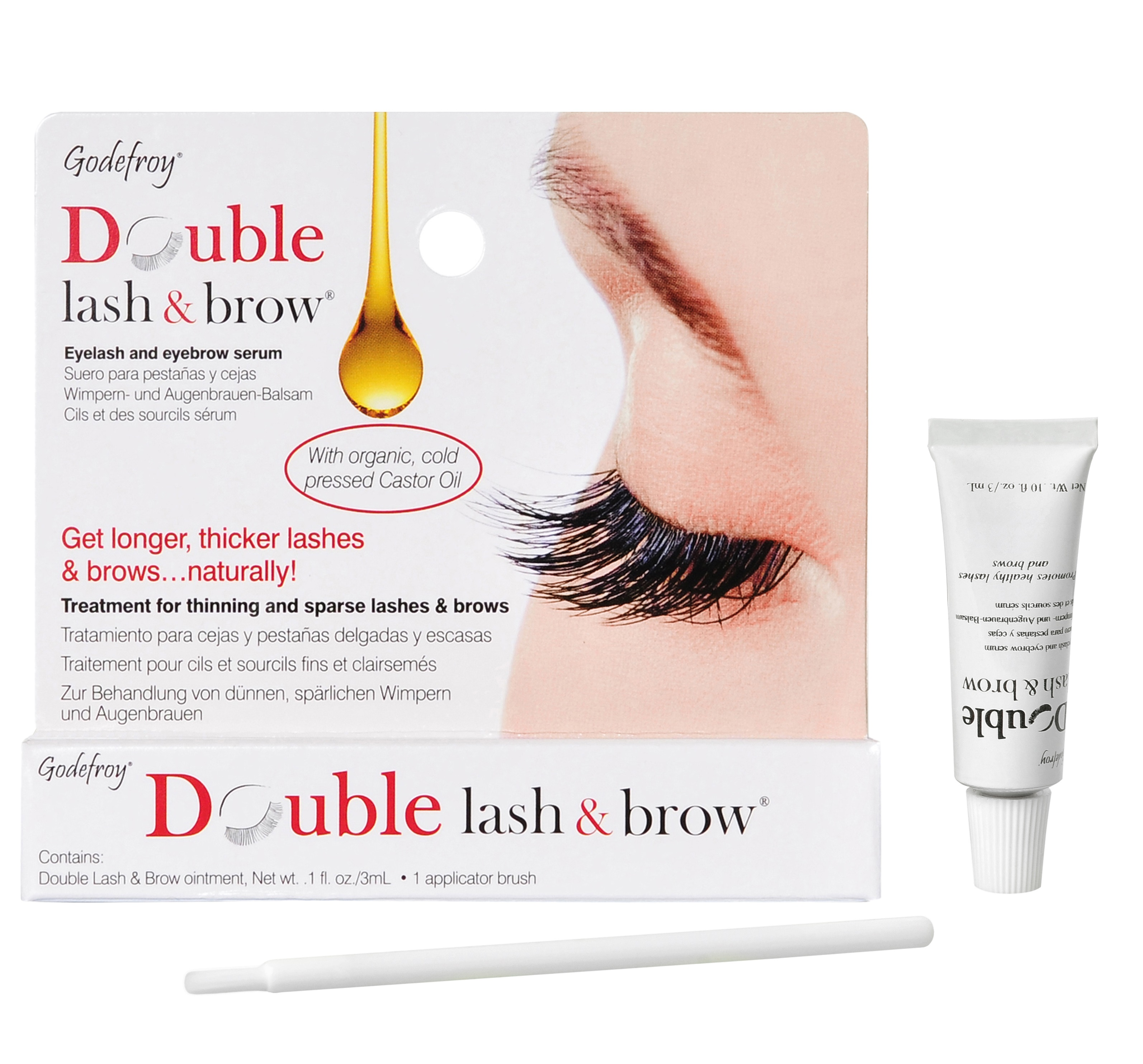 GODEFROY Масло-активатор роста бровей и ресниц, натуральная формула / Double Lash & Brow Organic Oil 3 мл, фото 2