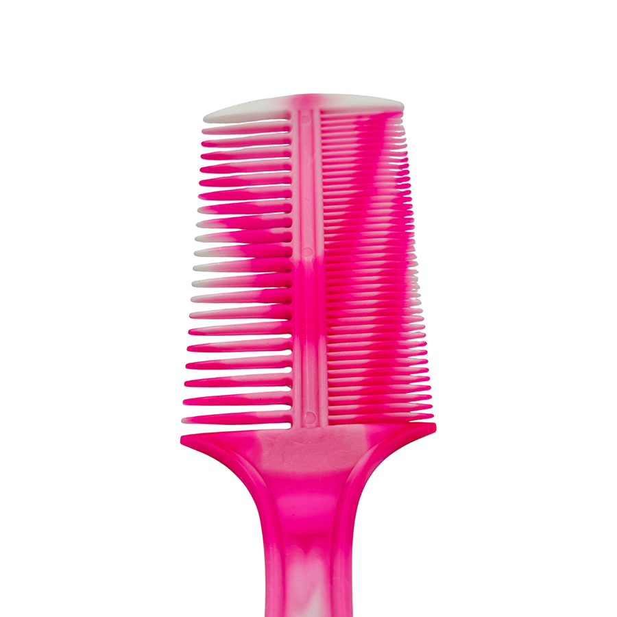 IWOU PROFESSIONAL Расческа двойная с ручкой бело-розовая 20см, фото 2