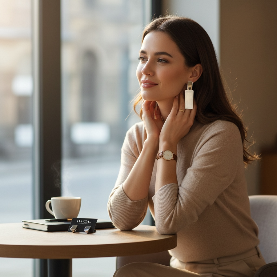 IWOU PROFESSIONAL Серьги Платиновые пластины, фото 4