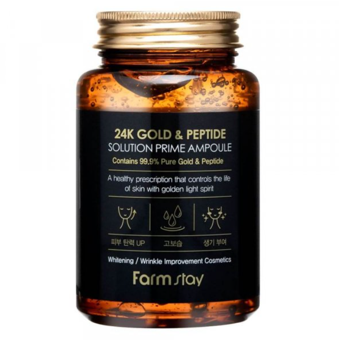 FARMSTAY Сыворотка ампульная многофункциональная с золотом и пептидами 250 мл, фото 1