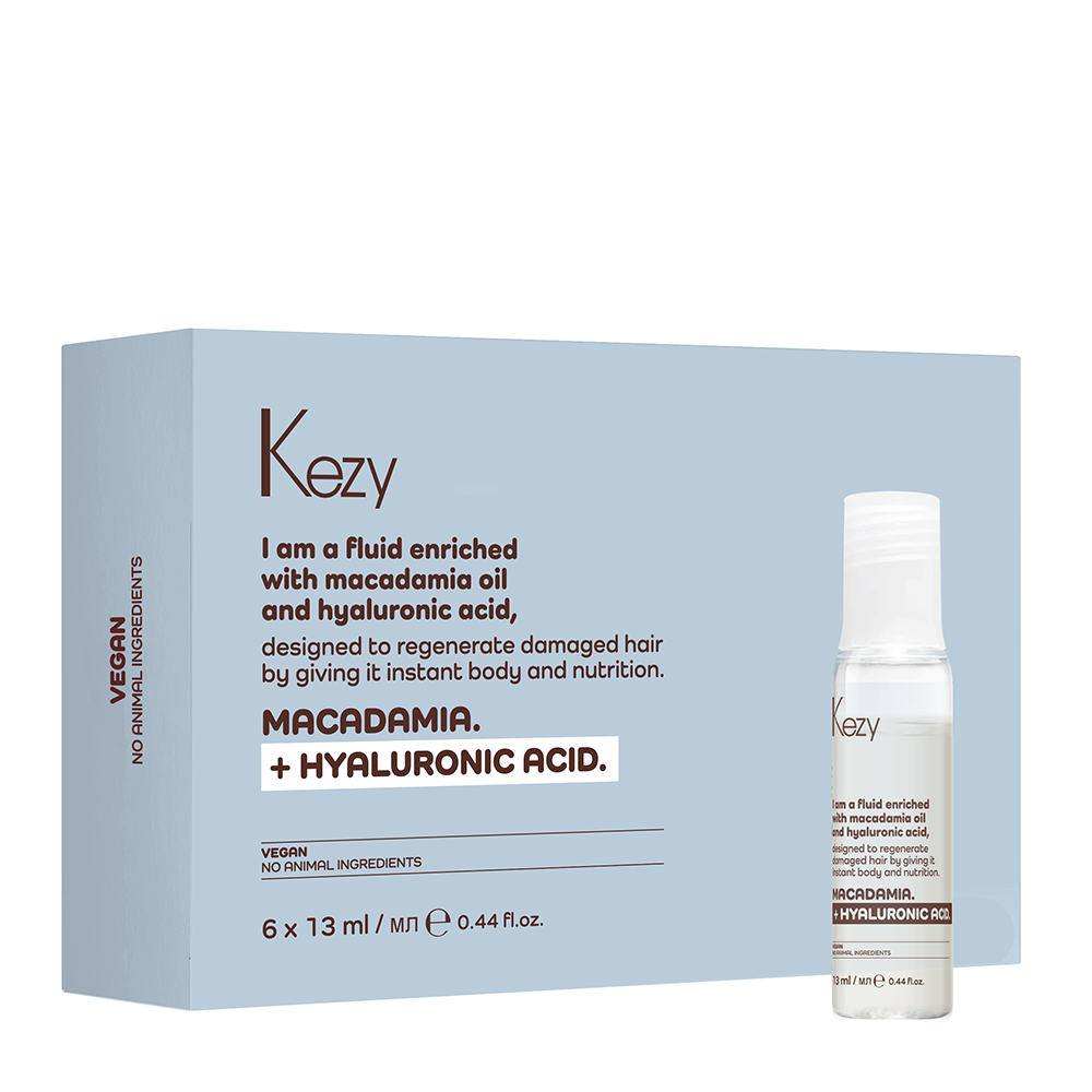 KEZY Флюид  для восстановления слабых и поврежденных волос / I am MACADAMIA + HYALURONIC ACID 6*13 мл, фото 1