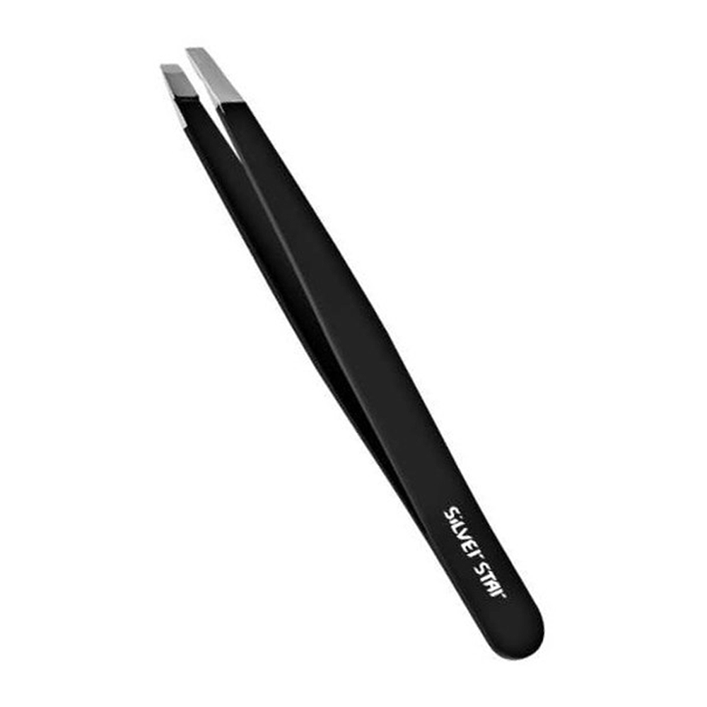 SILVER STAR Пинцет косой черный, прямой / CLASSIC, фото 1