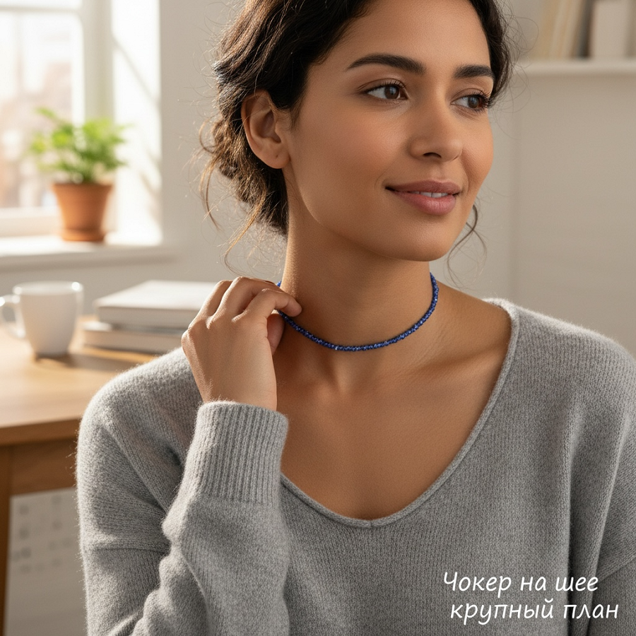 IWOU PROFESSIONAL Чокер Кристалики голубой, фото 4