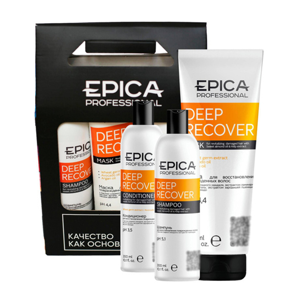 EPICA PROFESSIONAL Набор для поврежденных волос (шампунь 300 мл + кондиционер 300 мл + маска 250 мл) Deep Recover, фото 2