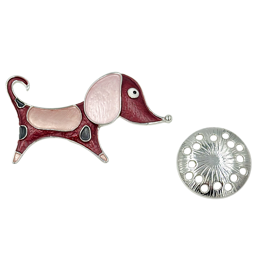 IWOU PROFESSIONAL Брошь-магнит Собачка-такса розовая, фото 2