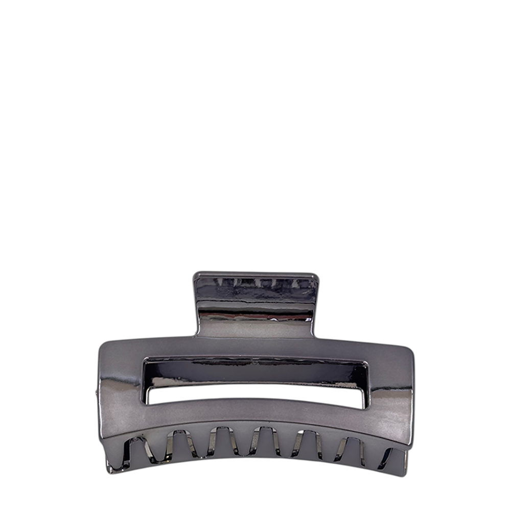 IWOU PROFESSIONAL Краб для волос Зеркальный прямоугольник темное серебро 8,5см, фото 1