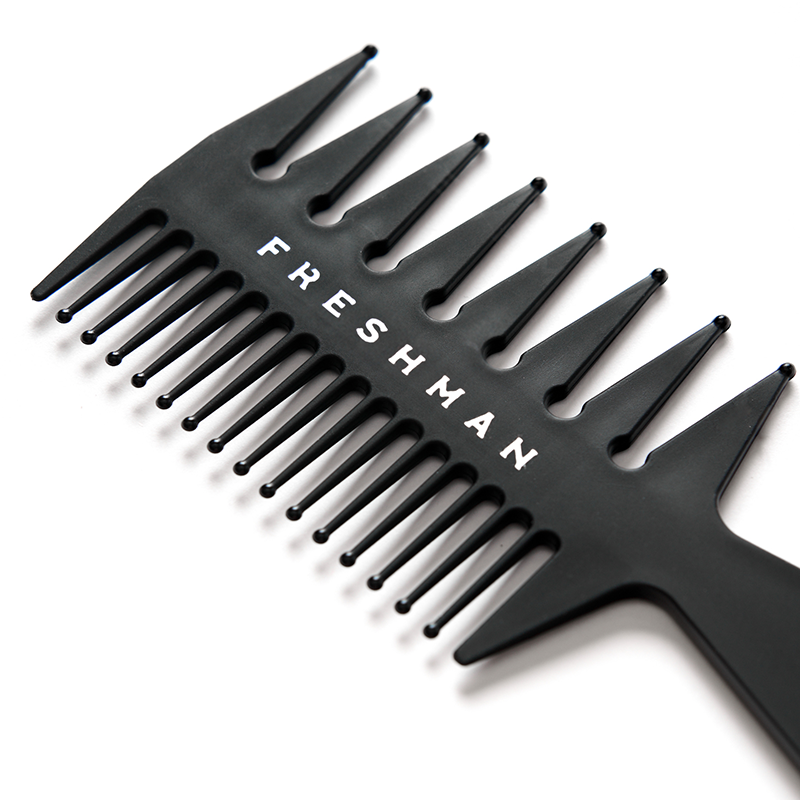 FRESHMAN Расческа-трезубец для моделирования и стрижки с широкими зубьями и вилкой / Collection Carbon, фото 2