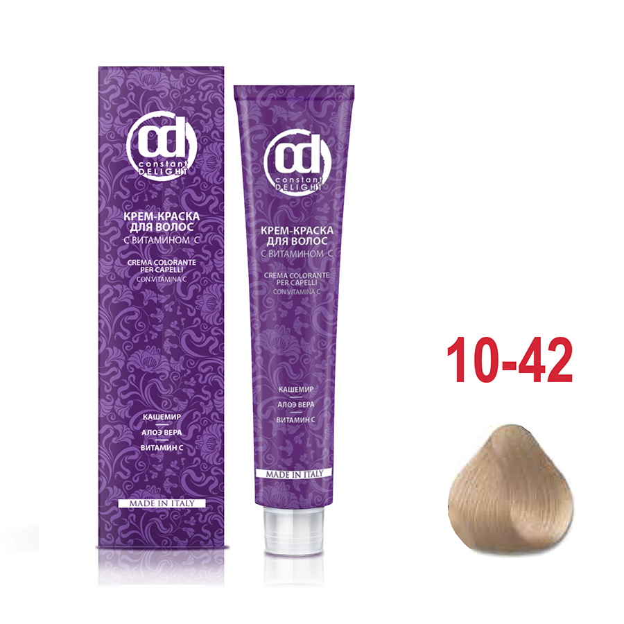 CONSTANT DELIGHT 10/42 краска с витамином С для волос, светлый блондин бежево-пепельный 100 мл, фото 2