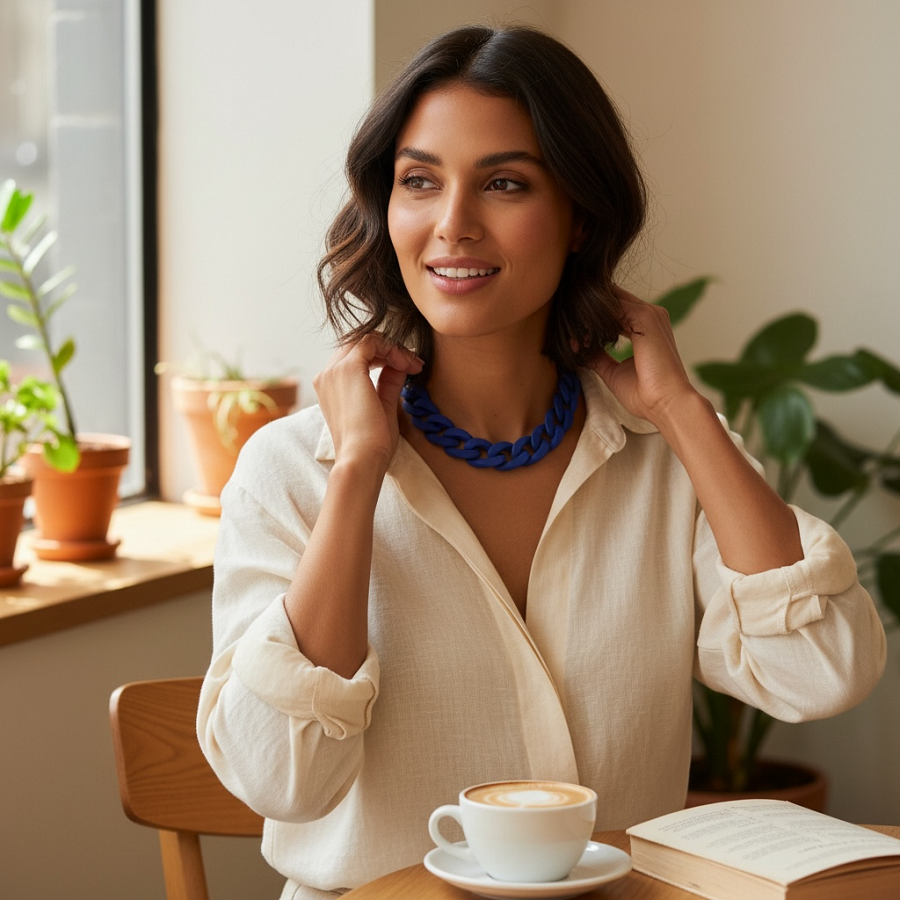 IWOU PROFESSIONAL Ожерелье Цепи матовое индиго, фото 4