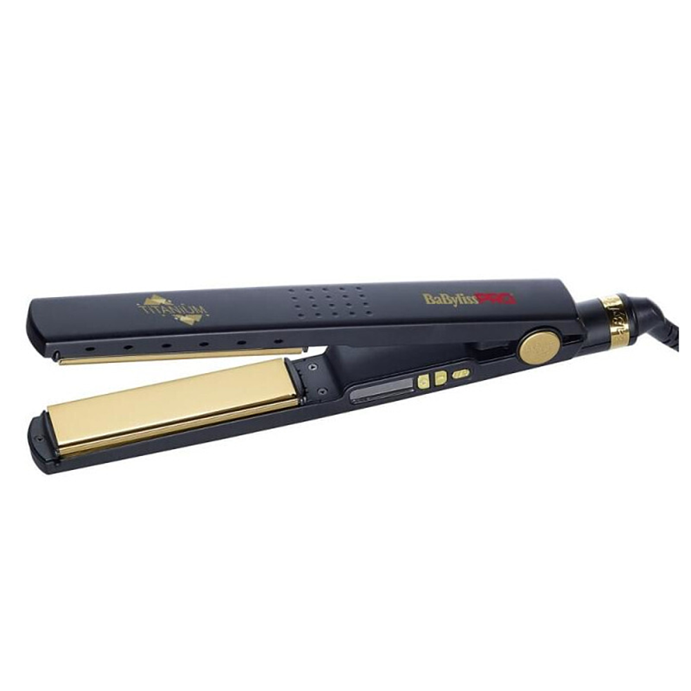 BABYLISS PRO Щипцы-выпрямитель Black Titanium с терморегулятором, титановое покрытие, 28 х 110 мм, черный 63Вт, фото 1