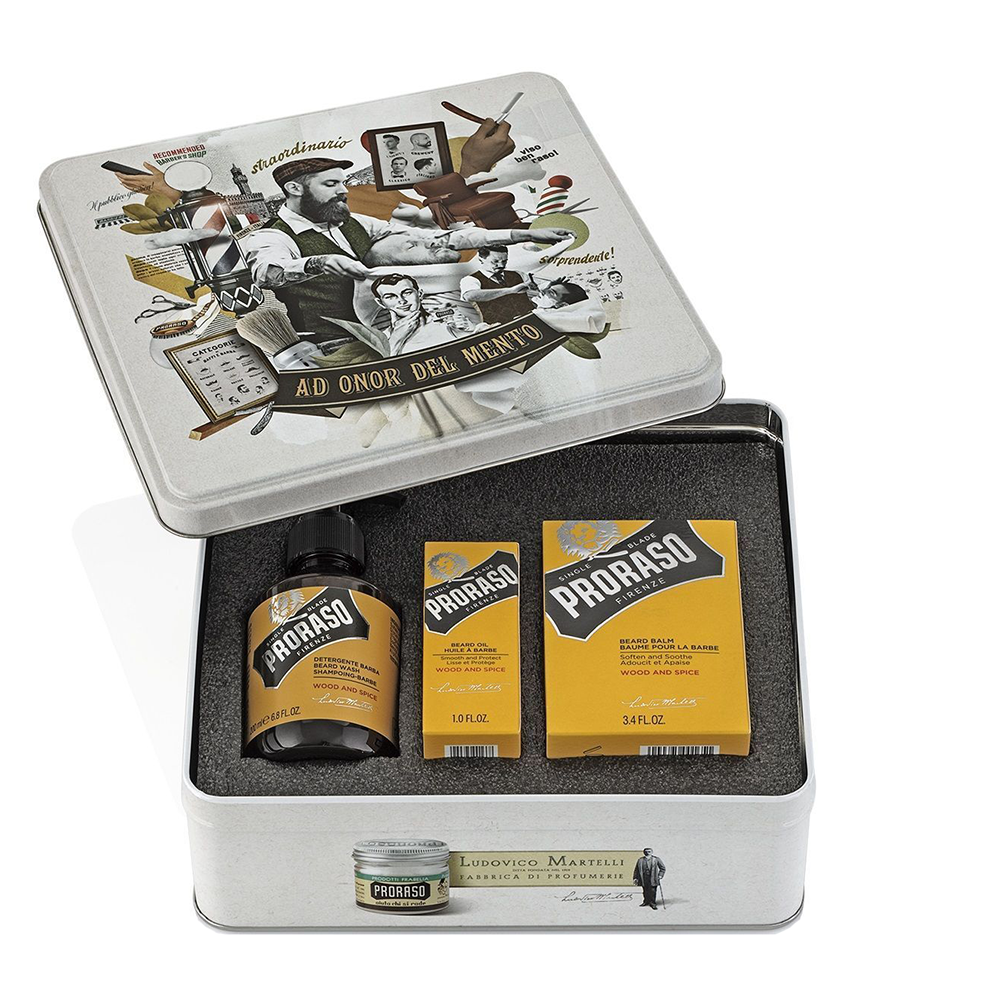 PRORASO Набор для ухода за бородой (шампунь 200 мл, масло 30 мл, бальзам 100 мл) WOOD AND SPICE, фото 1