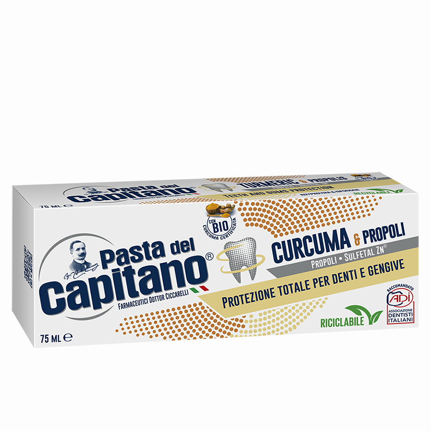 PASTA DEL CAPITANO Паста зубная комплексная защита Куркума и Прополис / Teeth and Gums Protection Turmeric & Propolis 75 мл, фото 2