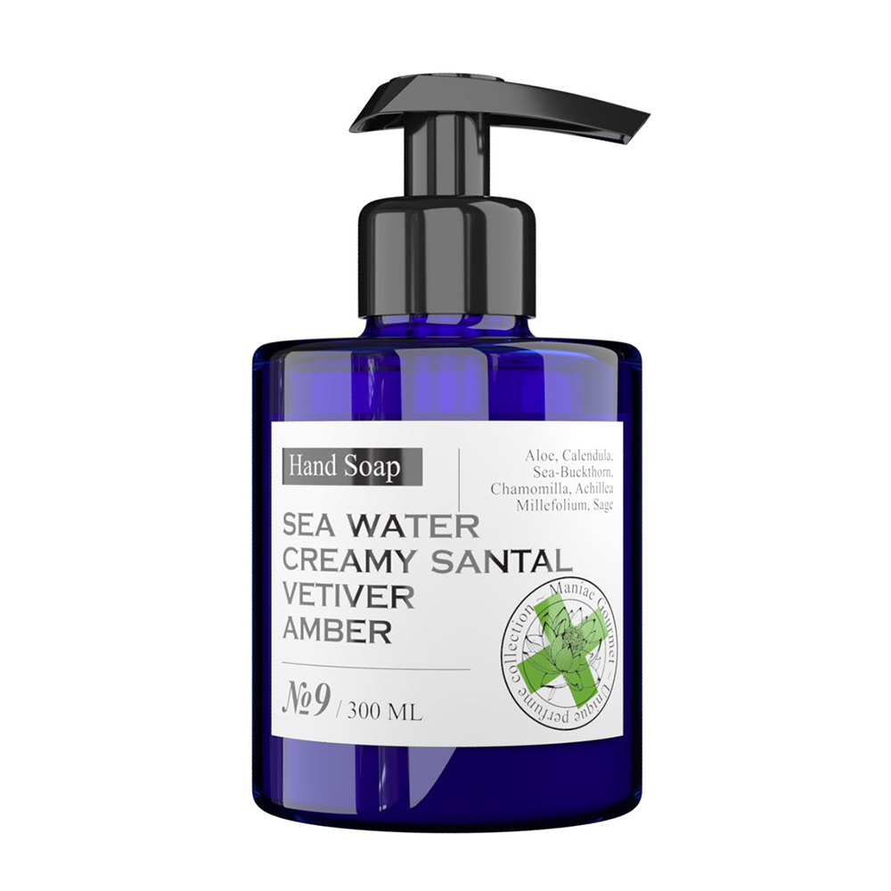MANIAC GOURMET Мыло жидкое парфюмированное №9 Морская вода, Сливочный сандал, Ветивер, Амбра 300 мл, фото 1