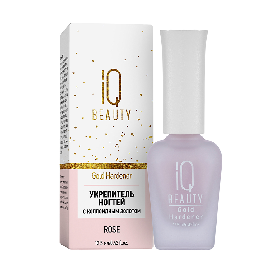 IQ BEAUTY Укрепитель для ослабленных и ломких ногтей с коллоидным золотом / Gold Hardener Rose 12,5 мл, фото 2