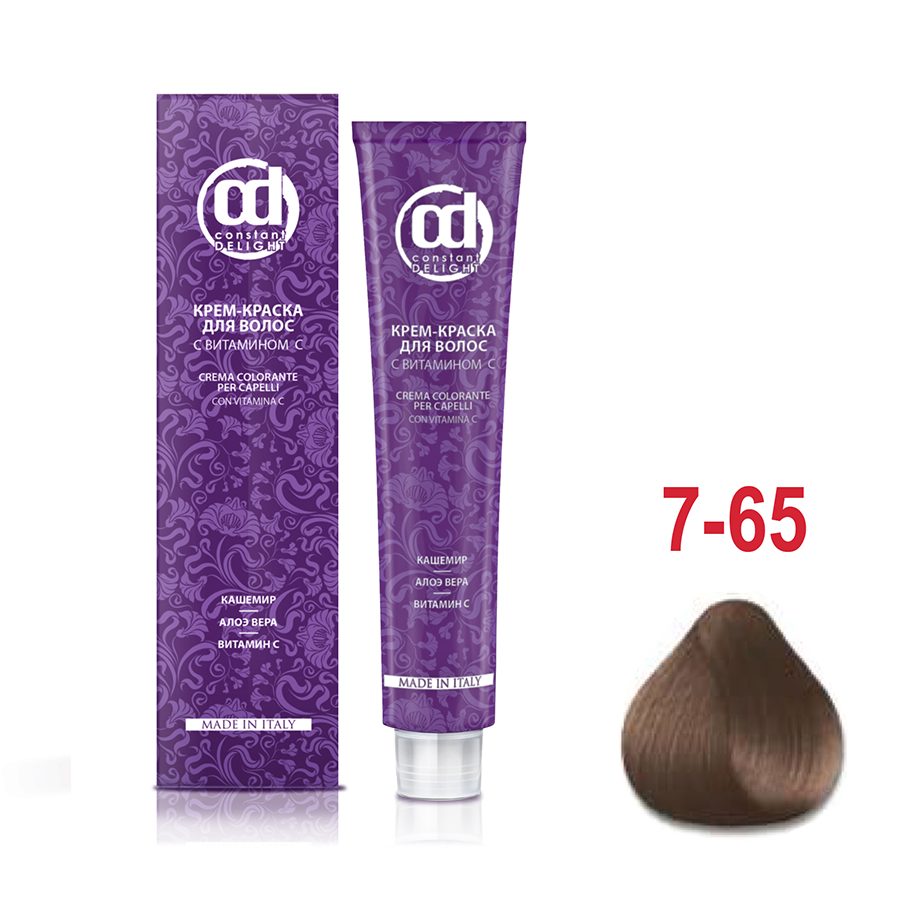 CONSTANT DELIGHT 7/65 краска с витамином С для волос, средне-русый шоколадно-золотистый 100 мл, фото 2