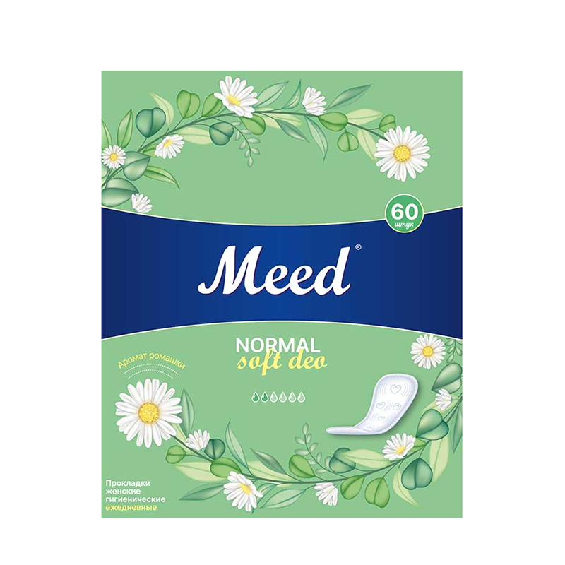 MEED Прокладки женские гигиенические ежедневные целлюлозные СОФТ ДЕО / Meed 60 шт, фото 1