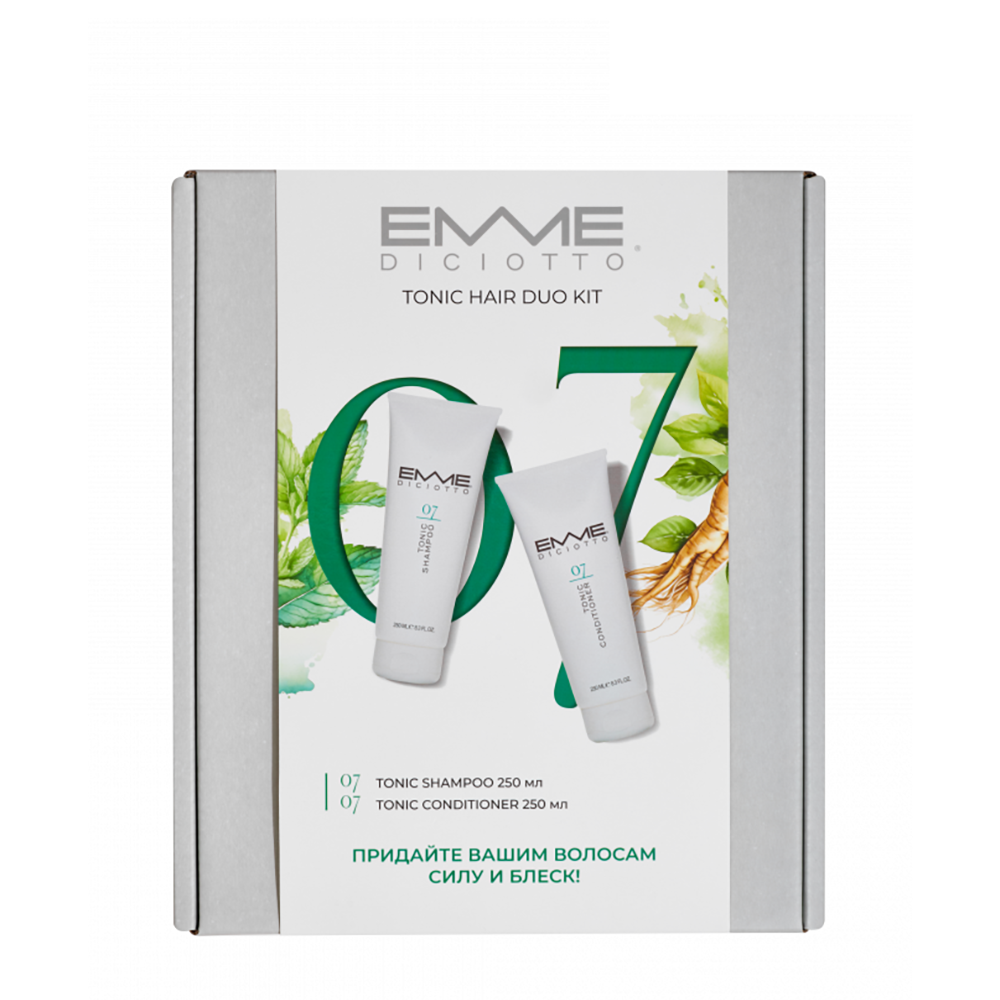 EMMEDICIOTTO Набор тонизирующий для волос 07 (шампунь 250 мл + кондиционер 250 мл) TONIC, фото 1