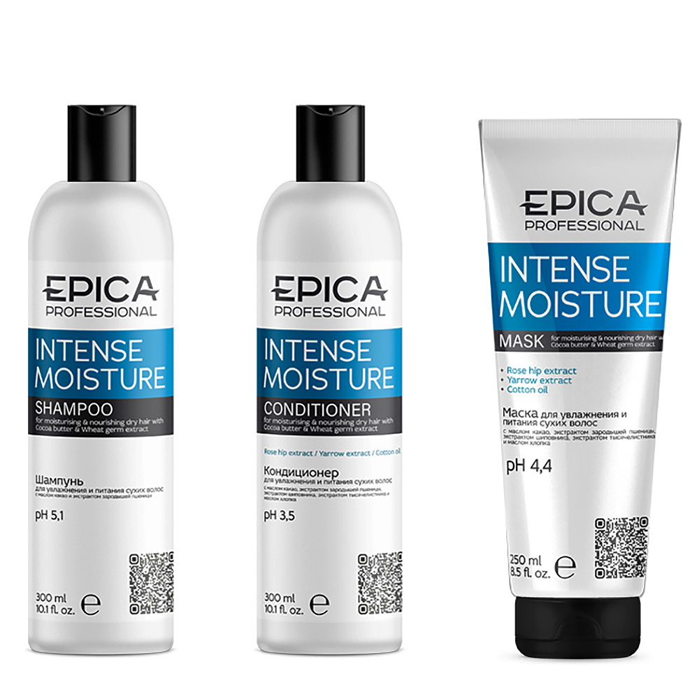 EPICA PROFESSIONAL Набор для увлажнения и питания сухих волос (шампунь 300 мл + кондиционер 300 мл + маска 250 мл) Intense Moisture, фото 4