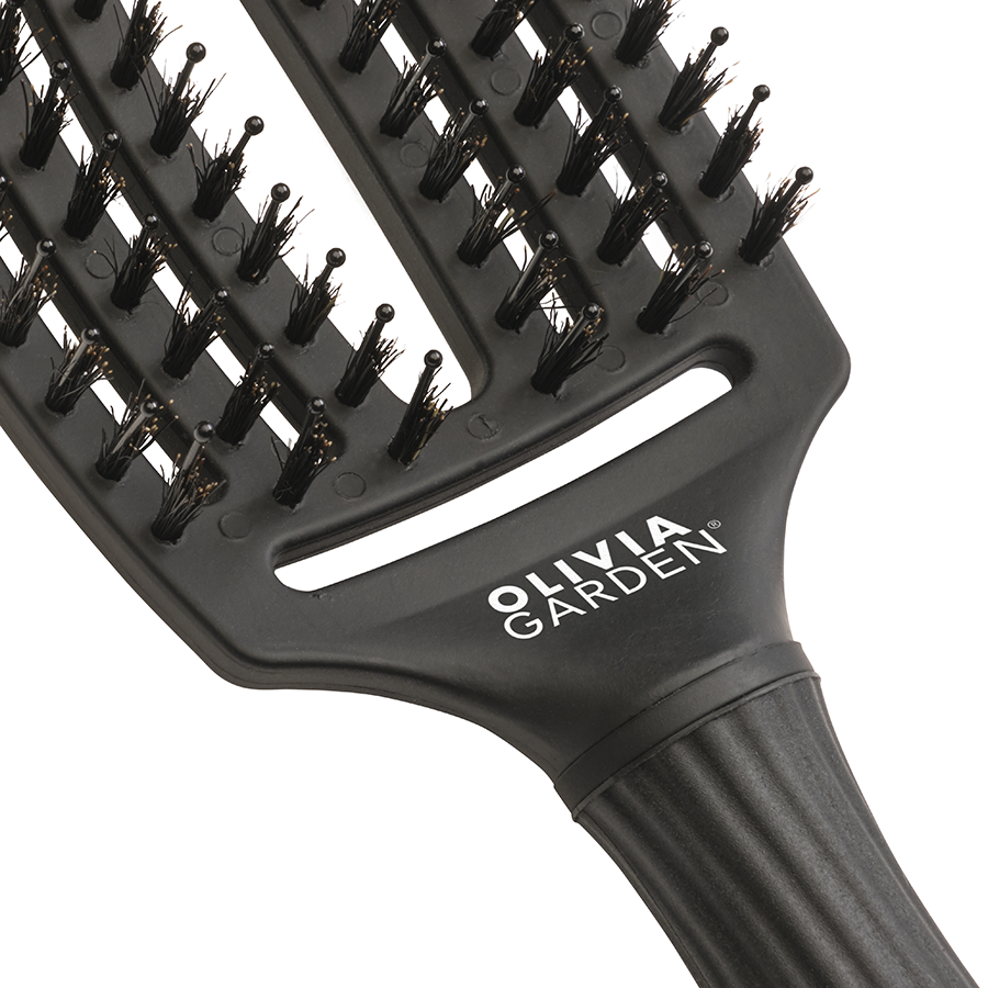 OLIVIA GARDEN Щетка щетина+нейлон Fingerbrush Care Iconic Boar&Nylon Full Black M, фото 3