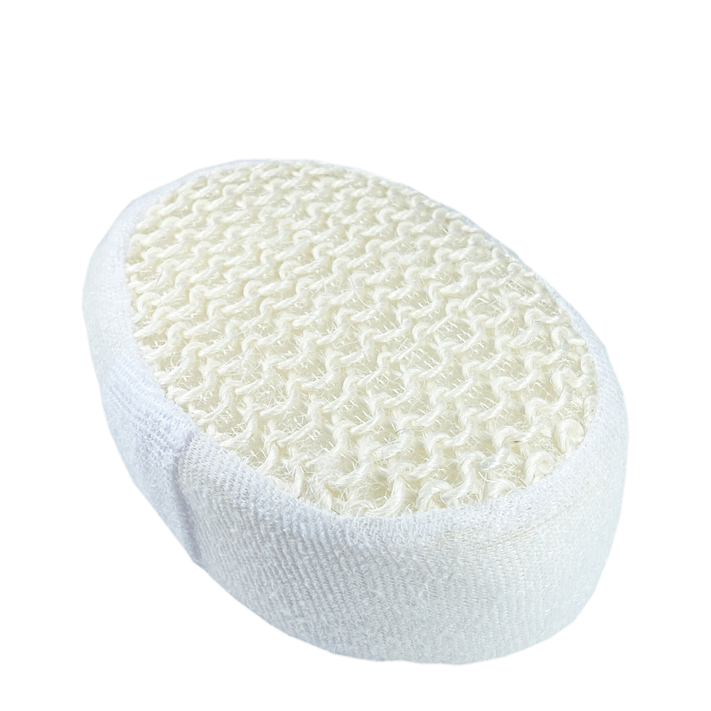 DEWAL BEAUTY Мочалка для тела, овальная, натуральный цвет, лен + хлопок, 15 х 11 х 5,5 см, фото 1