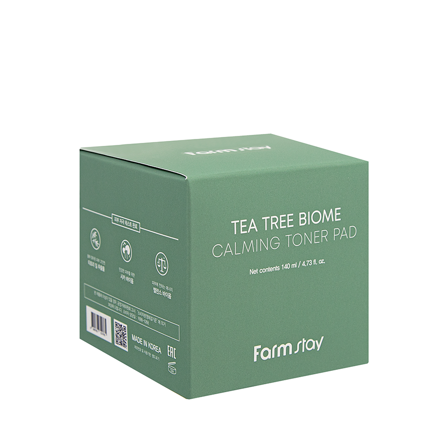 FARMSTAY Тонер-пэды успокаивающие для лица с чайным деревом / Tea Tree Biome Calming Toner Pad 140 мл, фото 2