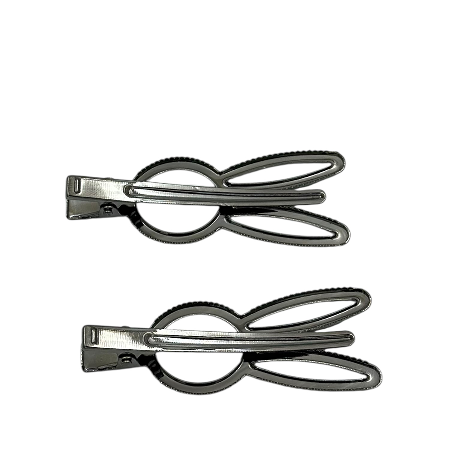 IWOU PROFESSIONAL Зажим для волос Зайчик металл черный глянец 2шт, фото 3